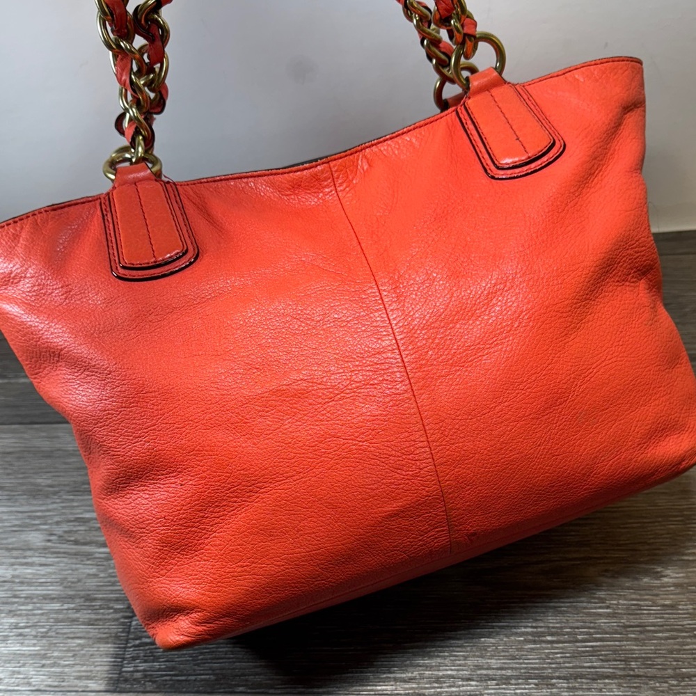 Coach Orange Leather Tote Bag - Picture 6 of 15